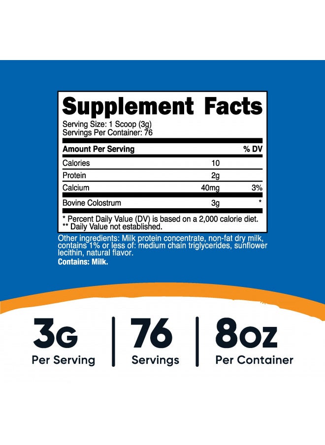 Nutricost - Nutricost Colostrum Powder 8 oz, Lactoferrin and Minimum 30% Immunoglobulins (IgG), from Bovine Colostrum, 3g Per Serving, 76 Servings - Image 1