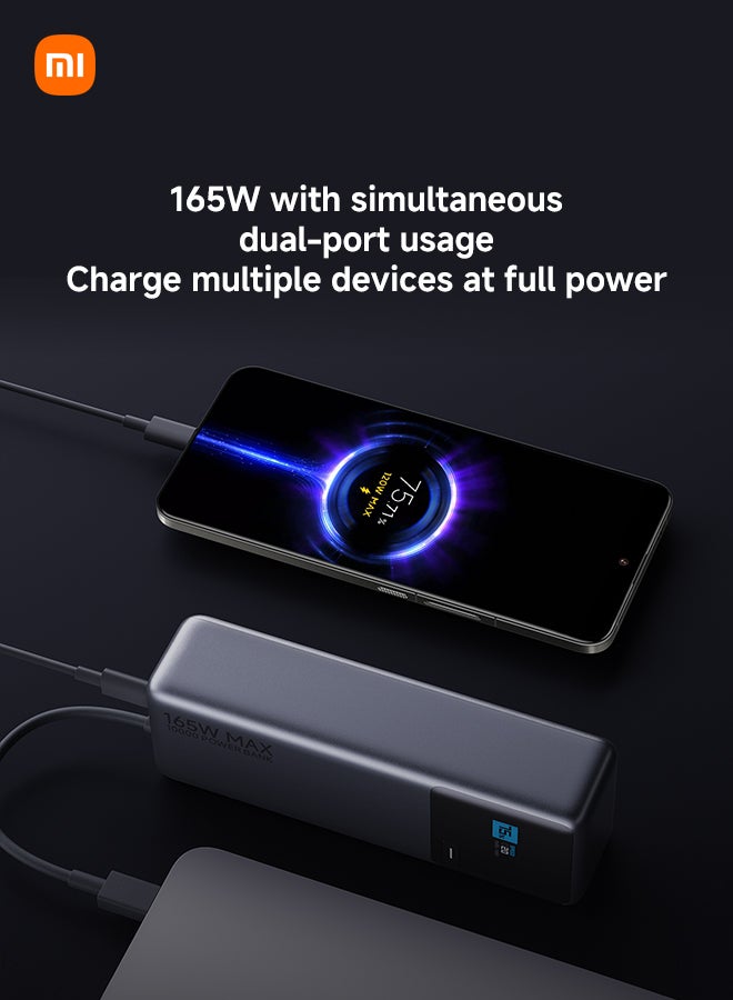 Xiaomi 10000 mAh 165W Power Bank 10000mAh Ultra-fast charging Integrated USB-C Cable LED Display Gray - Image 4