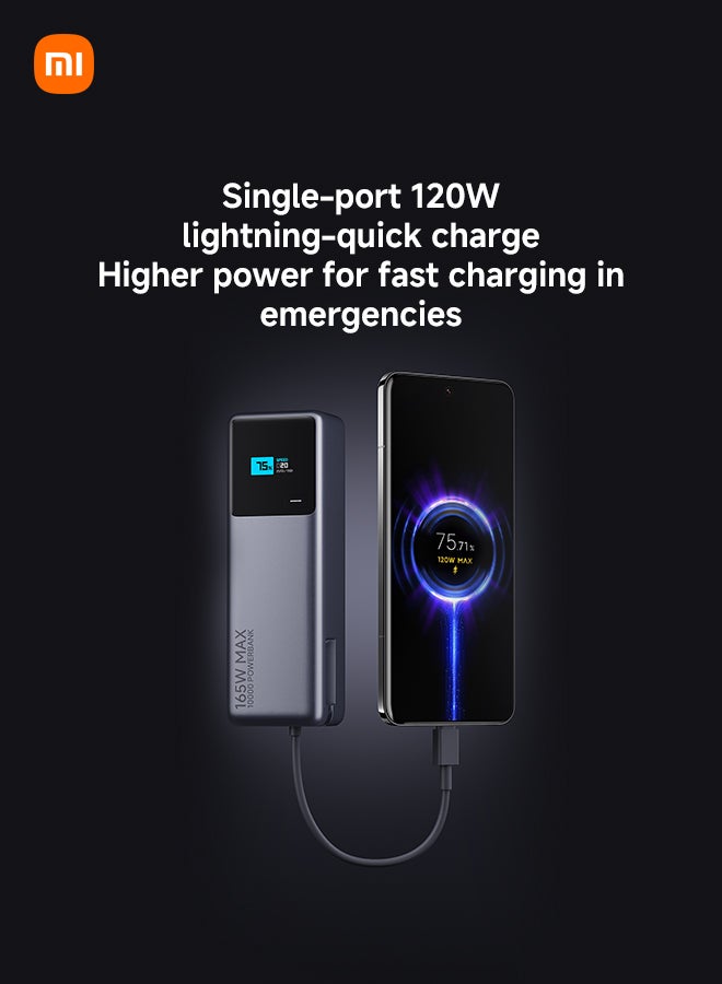 Xiaomi 10000 mAh 165W Power Bank 10000mAh Ultra-fast charging Integrated USB-C Cable LED Display Gray - Image 3