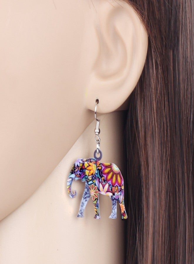 BONSNY Acrylic Africa Jungle Elephant Drop Dangle Statement for Women Earrings Jewelry Charms Gifts (Multicolor) - Image 4