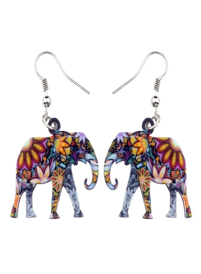 BONSNY Acrylic Africa Jungle Elephant Drop Dangle Statement for Women Earrings Jewelry Charms Gifts (Multicolor) - Image 1