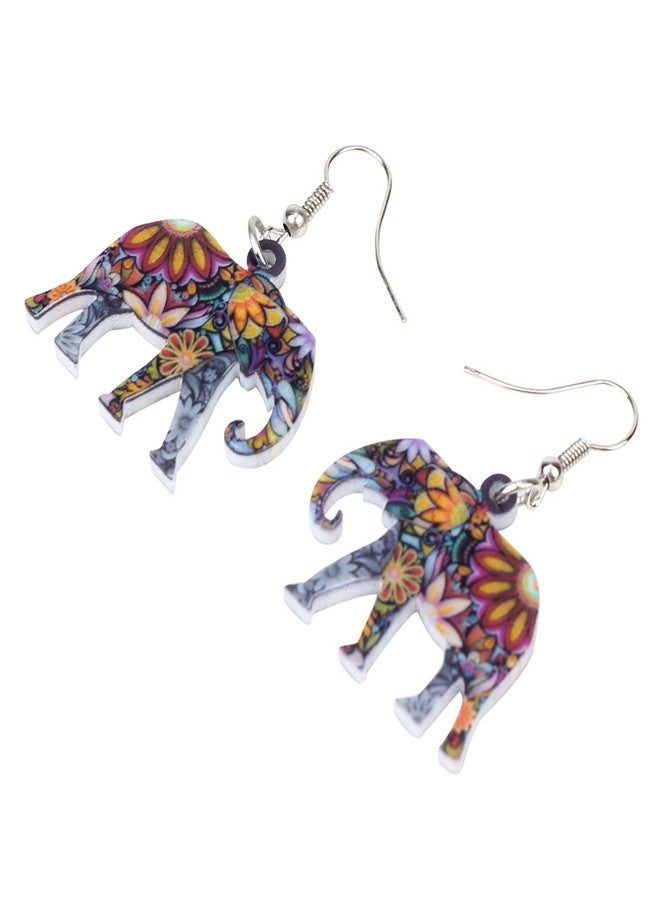 BONSNY Acrylic Africa Jungle Elephant Drop Dangle Statement for Women Earrings Jewelry Charms Gifts (Multicolor) - Image 2