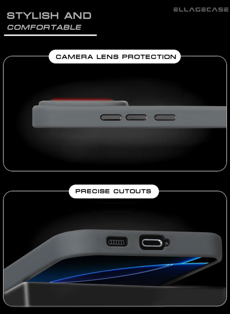 ELLAGECASE حافظة أنيقة باللون الرمادي لهاتف سامسونج جالاكسي S25، حماية كاميرا قوية، مقاومة للصدمات، حماية معززة، متوافقة مع شحن MagSafe والشحن اللاسلكي - Image 4