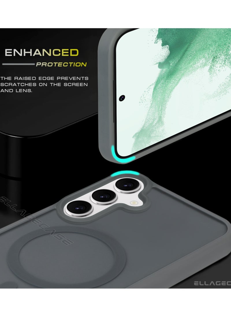 ELLAGECASE حافظة أنيقة باللون الرمادي لهاتف سامسونج جالاكسي S25، حماية كاميرا قوية، مقاومة للصدمات، حماية معززة، متوافقة مع شحن MagSafe والشحن اللاسلكي - Image 3