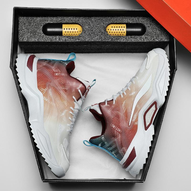 Spring sneaker Mens Shock Absorbing plus size Mens Shoes 46 Junior Running Shoes 47 High School Students Height Increasing Casual Running Shoes Brown red - Image 5