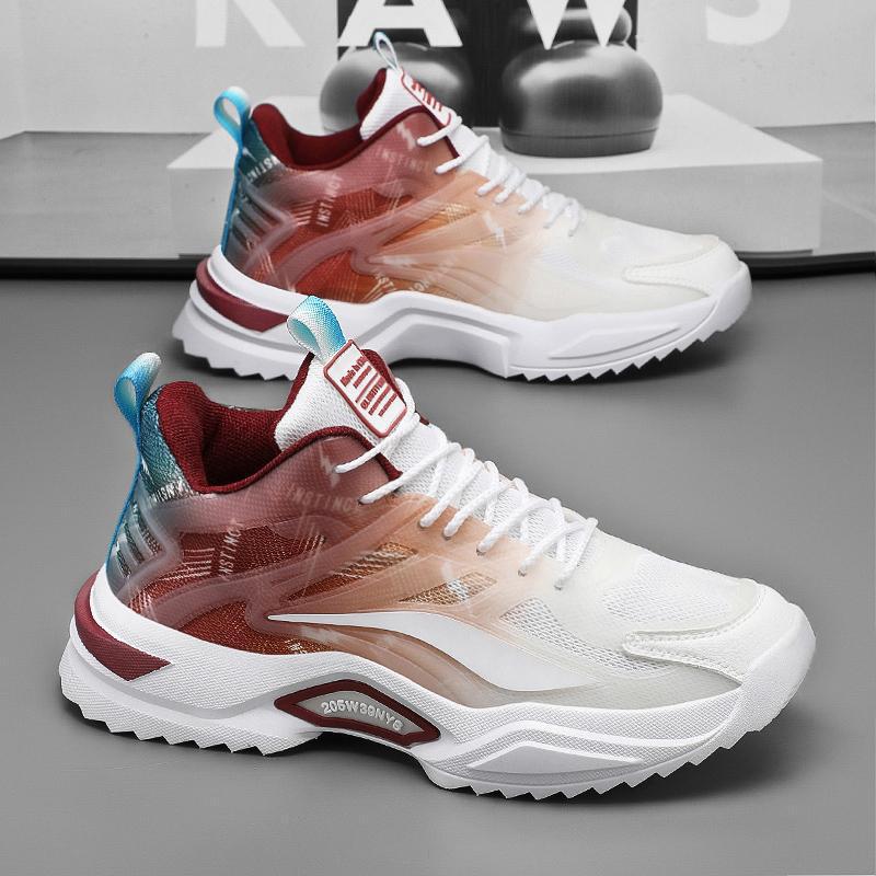 Spring sneaker Mens Shock Absorbing plus size Mens Shoes 46 Junior Running Shoes 47 High School Students Height Increasing Casual Running Shoes Brown red - Image 2