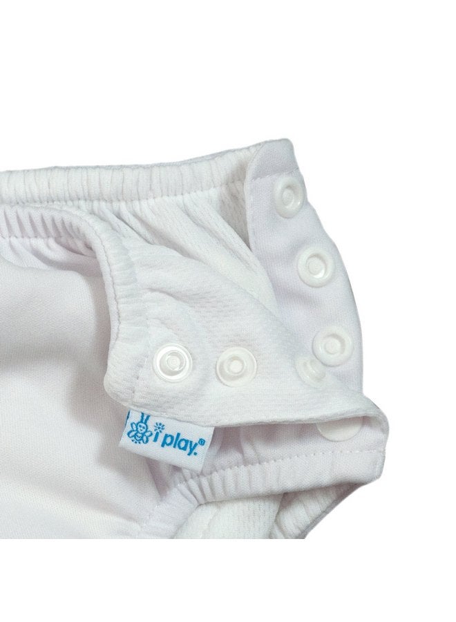 green sprouts i play. by green sprouts Unisex-Baby Snap Reusable Swim Diaper (2pk) | No other diaper necessary, UPF 50+ protection,White/Snap,12 Months - Image 3