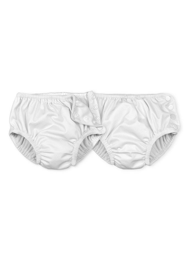 green sprouts i play. by green sprouts Unisex-Baby Snap Reusable Swim Diaper (2pk) | No other diaper necessary, UPF 50+ protection,White/Snap,12 Months - Image 1