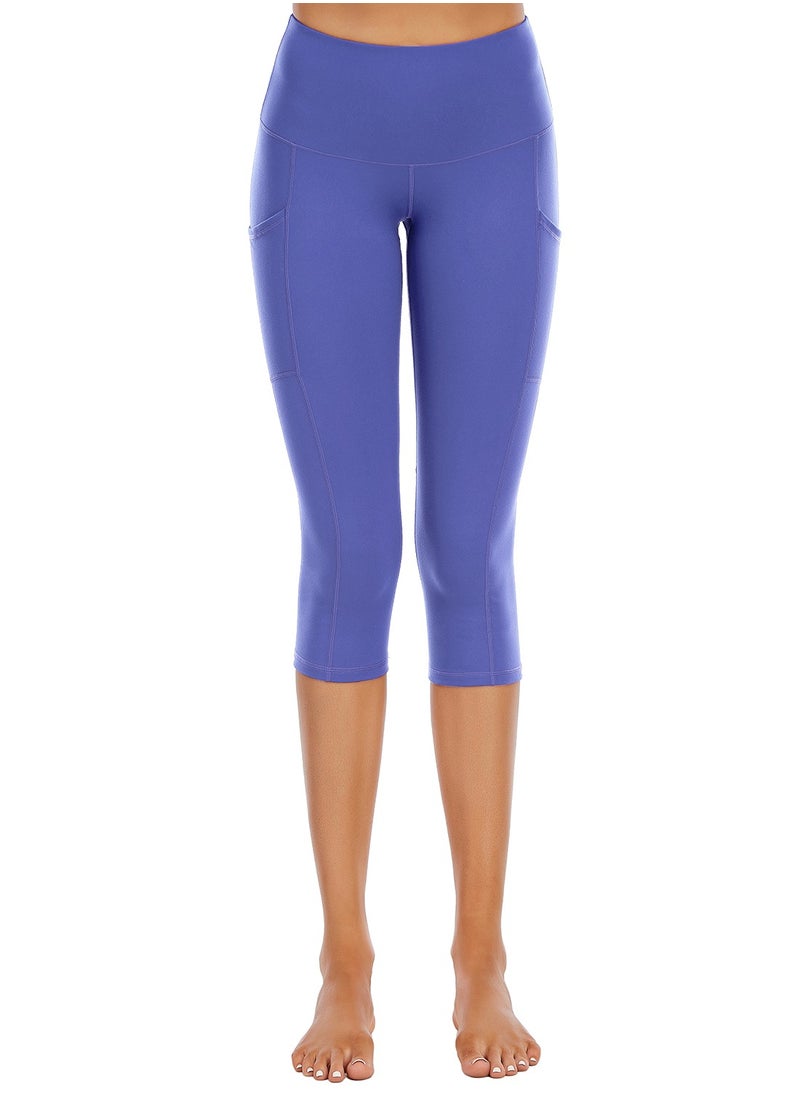 Loquat Light purple cropped pants yoga pants skin-friendly high waist stretch tight waist sports and fitness pants lady  - Image 1
