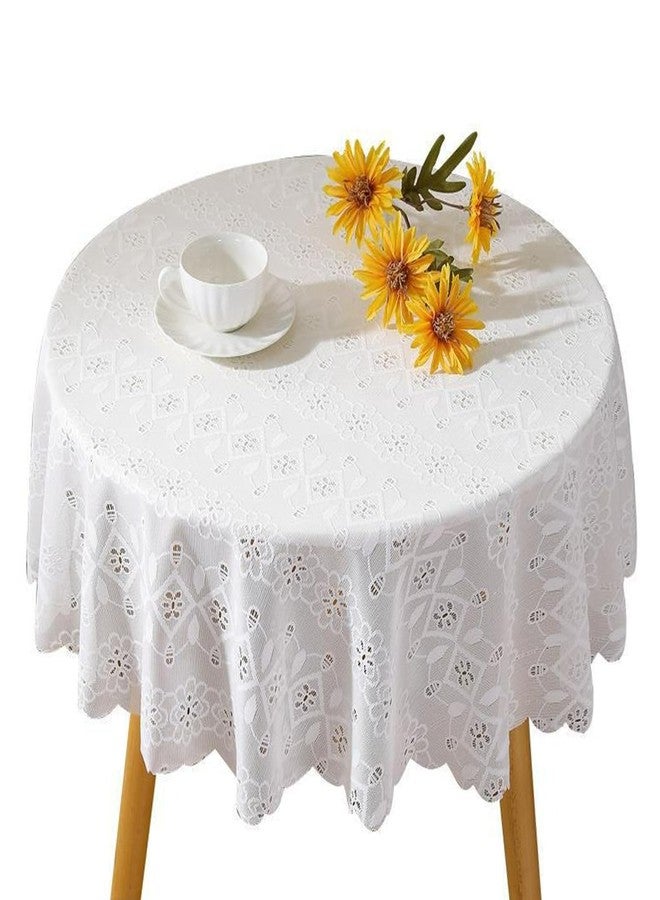 Jeloris White Lace Round Tablecloth with Floral Pattern 78 Inch Rustic Embroidery Lace Table Cover for Rustic Boho Wedding Party Daily Use - Image 1