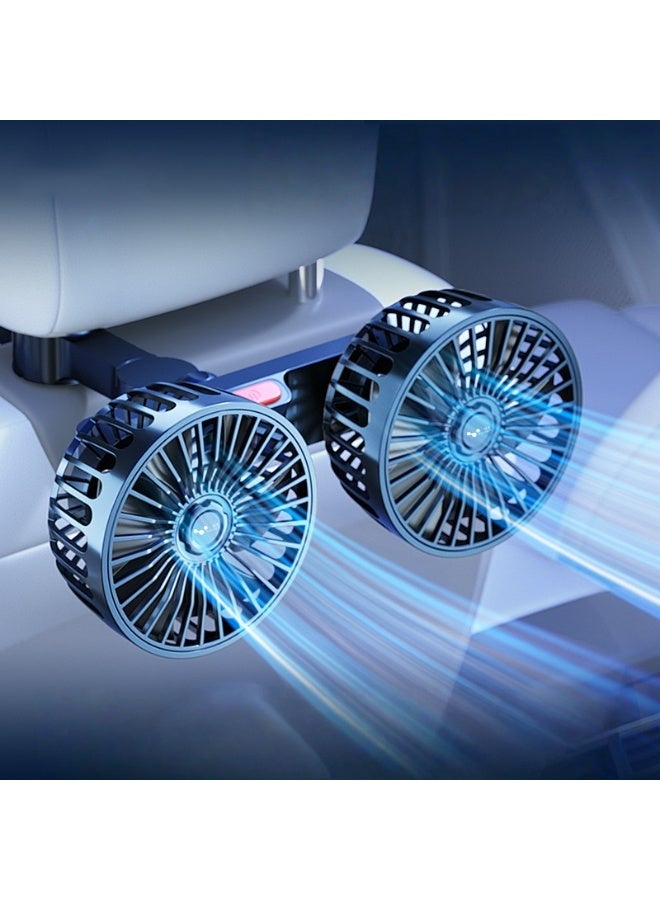 Cooling Car Fan – USB Dual-Head Fan for Backseat, 360° Rotatable, 3-Speed Windpower, Rear Seat Air Circulation Fan for All Vehicles - Image 1