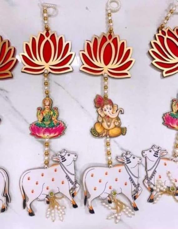 RAHINI CRAFT RAHINI CRAFT Handmade Wall Decor Lotus Cow with Laxmi Ganesh Ji String for Home Decor Diwali Decor Wedding All Festival Decor  - Image 2