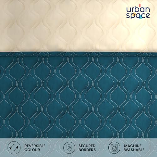 Urban Space Microfibre Reversible All Season Single Bed Blanket for Summer, 3 Layer Solid Quilted Dohar, Reversible Single Bed Dohar/Blanket/Quilt (Teal & Beige, 225 x 145 CM) - Image 4