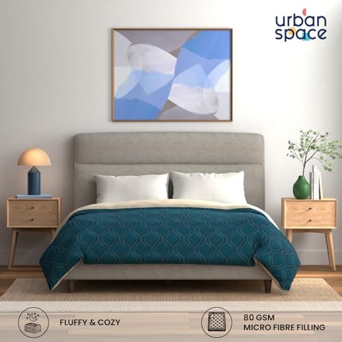 Urban Space Microfibre Reversible All Season Single Bed Blanket for Summer, 3 Layer Solid Quilted Dohar, Reversible Single Bed Dohar/Blanket/Quilt (Teal & Beige, 225 x 145 CM) - Image 2