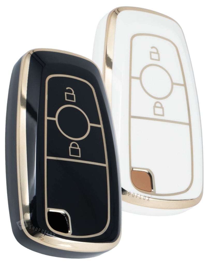 Shopoflux TPU Smart Key Cover Compatible with New Ford Ecosport Titanium (Black + White TPU Pack 2) - Image 1