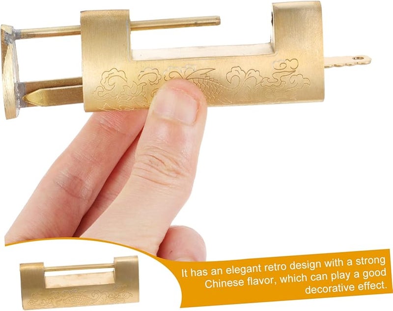 Vintage Bronze Padlock Decorative Lock For Hand Carved Jewelry Box - Image 5