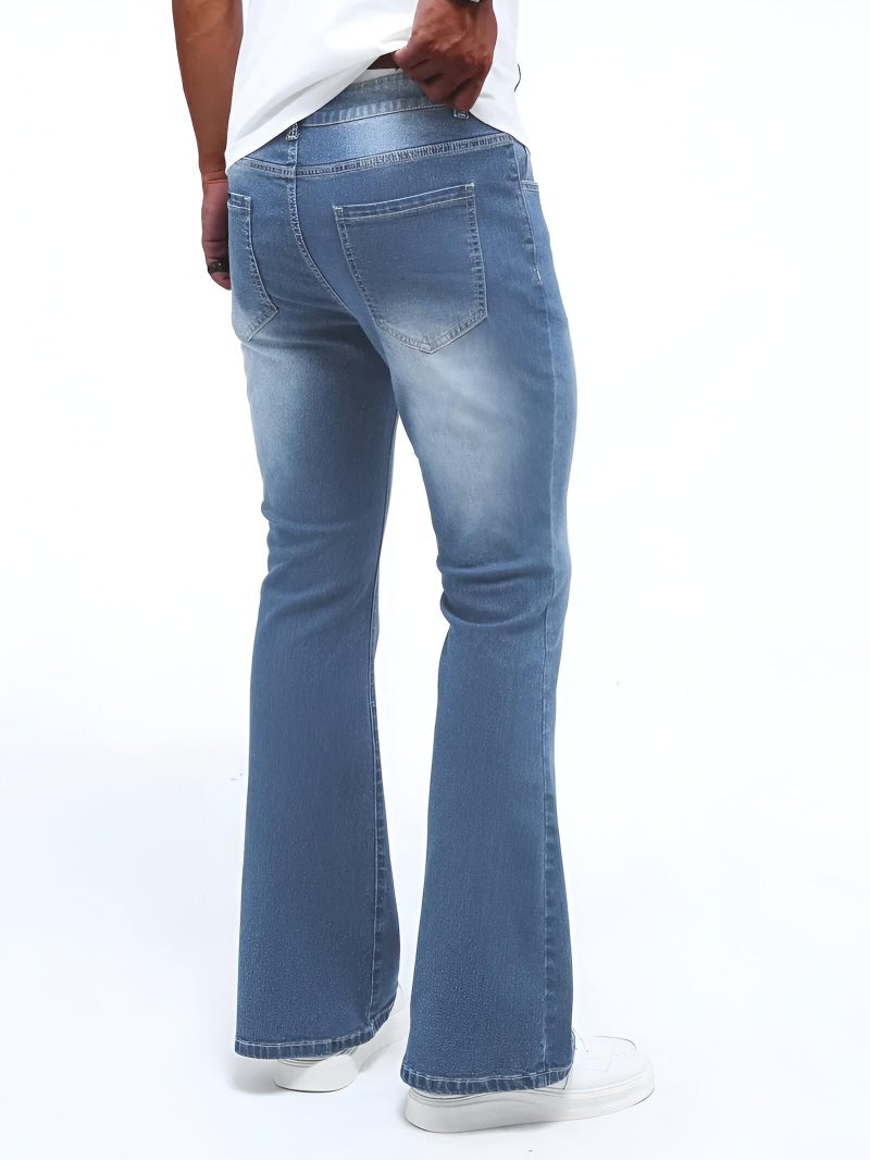 Ben Martin Men’s Bell Bottom Jeans || Bootcut Denim Pants || Wide Leg Flared Jean's for Men || High Waist Stretchable Retro Fit || Cotton Jean for College Casual Light Blue, Size 36 (1) - Image 5