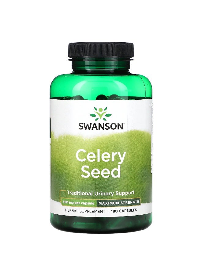 SWANSON سوانسون، بذور الكرفس، قوة قصوى، 500 ملغ، 180 كبسولة - Image 1