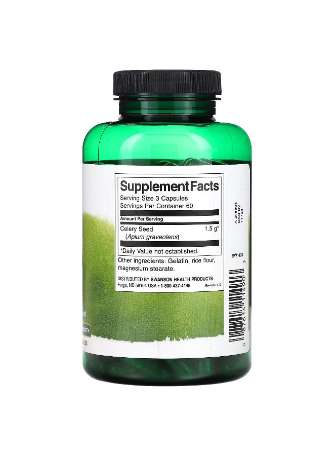 SWANSON سوانسون، بذور الكرفس، قوة قصوى، 500 ملغ، 180 كبسولة - Image 2