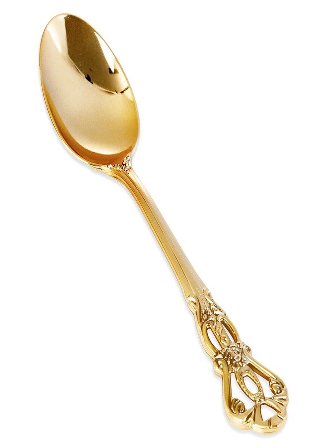 Joyido 30PCS Gold Plastic Spoons - Gold Soup Spoons Disposable - 8.1 Inch Heavy Duty Plastic Silverware - Heavyweight Elegant Disposable Utensils for Catering, Parties, Dinners, Weddings - Image 1