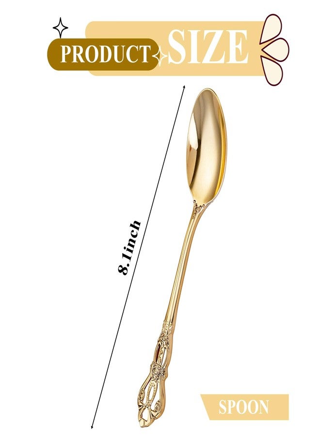 Joyido 30PCS Gold Plastic Spoons - Gold Soup Spoons Disposable - 8.1 Inch Heavy Duty Plastic Silverware - Heavyweight Elegant Disposable Utensils for Catering, Parties, Dinners, Weddings - Image 2