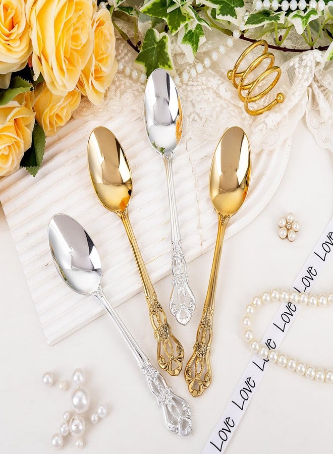 Joyido 30PCS Gold Plastic Spoons - Gold Soup Spoons Disposable - 8.1 Inch Heavy Duty Plastic Silverware - Heavyweight Elegant Disposable Utensils for Catering, Parties, Dinners, Weddings - Image 5