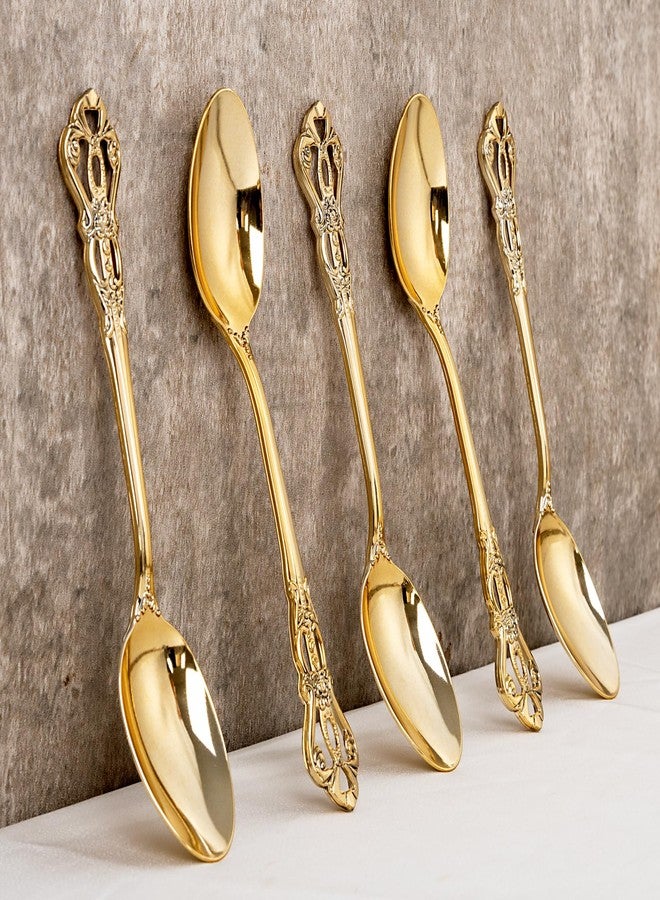Joyido 30PCS Gold Plastic Spoons - Gold Soup Spoons Disposable - 8.1 Inch Heavy Duty Plastic Silverware - Heavyweight Elegant Disposable Utensils for Catering, Parties, Dinners, Weddings - Image 3