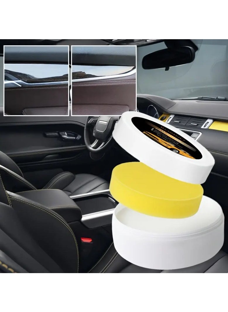 2 Leather and Fiber Polishing and Renewal Wax for The Car Salon, Renewal and Polishing Paste, With Polishing Sponge, Suitable for All Colors, 120 Grams