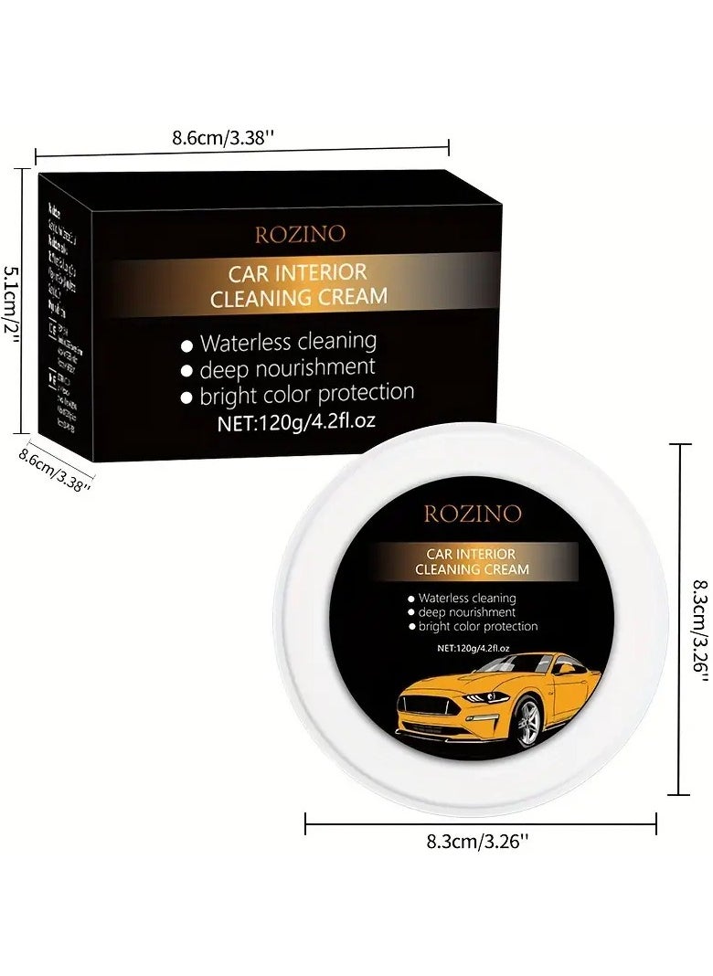 2 Leather and Fiber Polishing and Renewal Wax for The Car Salon, Renewal and Polishing Paste, With Polishing Sponge, Suitable for All Colors, 120 Grams