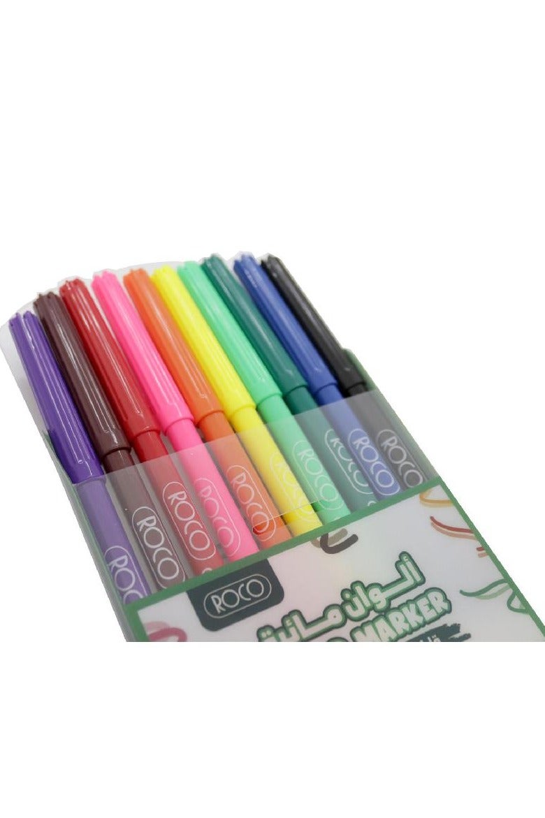 روكو قلم تلوين قابل للغسل ألوان متنوعة ١٠ قطع - Image 2