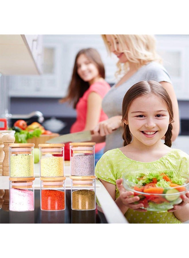 Sharpdo Glass Jars Set,Upgrade Spice Jars with Wood Airtight Lids and Labels, 6oz 12 Piece Small Food Storage Containers for Home Kitchen, Tea, Herbs, Sugar, Salt, Coffee, Flour, Herbs, Grains - Image 5