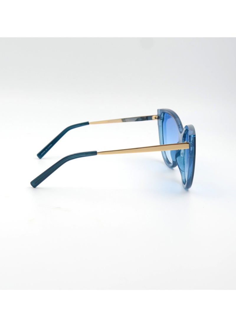 MADEYES نظارات شمسية للنساء بحماية من الأشعة فوق البنفسجية EE24P242-2 - أزرق/ذهبي - Image 4