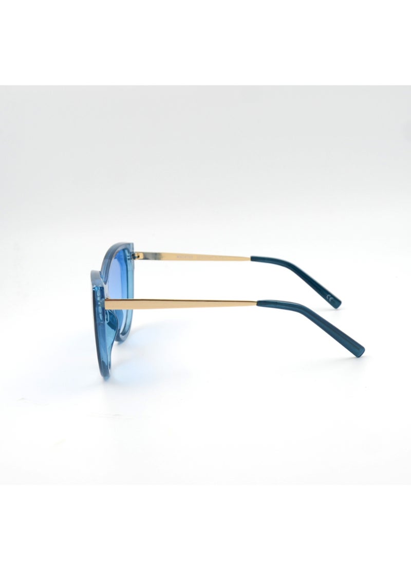 MADEYES نظارات شمسية للنساء بحماية من الأشعة فوق البنفسجية EE24P242-2 - أزرق/ذهبي - Image 3