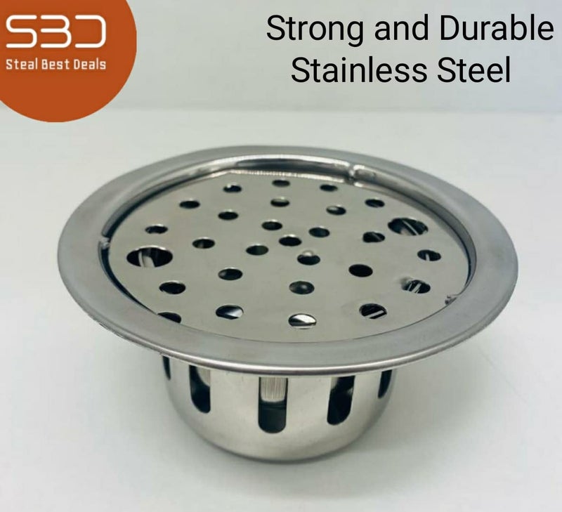 SBD Stainless Steel Round Floor Drainer | Floor Drainer for Bathroom 5 Inches | Anti Cockroach | Bathroom Floor Jali | Floor Trap Jali | Bathroom Drain Jali - Image 2