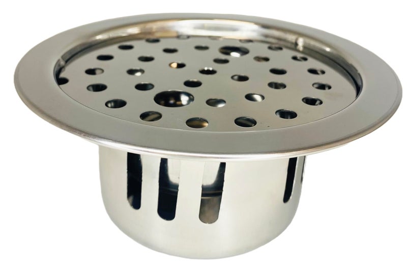 SBD Stainless Steel Round Floor Drainer | Floor Drainer for Bathroom 5 Inches | Anti Cockroach | Bathroom Floor Jali | Floor Trap Jali | Bathroom Drain Jali - Image 1