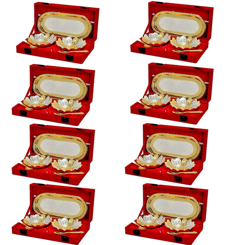 DESIGNOX Brass Silver Bowl Gift Set Multicolour 5 Pieces Set Pack - Image 1