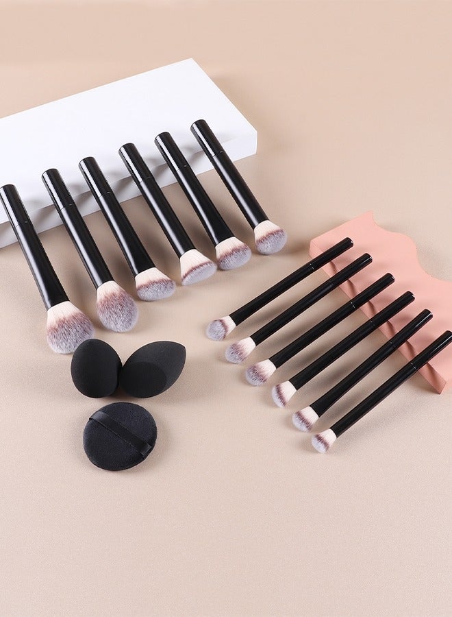 عام طقم فرش مكياج 15 قطعة،12 فرش ميكب متعددة الاستخدام ، مع 2 إسفنجة مكياج و1 منفاخ مكياج، فرشاة مكياج للعين وأحمر الخدود وكريم الأساس، للمبتدئين والمحترفين - Image 5