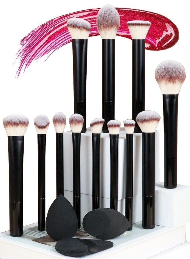 عام طقم فرش مكياج 15 قطعة،12 فرش ميكب متعددة الاستخدام ، مع 2 إسفنجة مكياج و1 منفاخ مكياج، فرشاة مكياج للعين وأحمر الخدود وكريم الأساس، للمبتدئين والمحترفين - Image 1