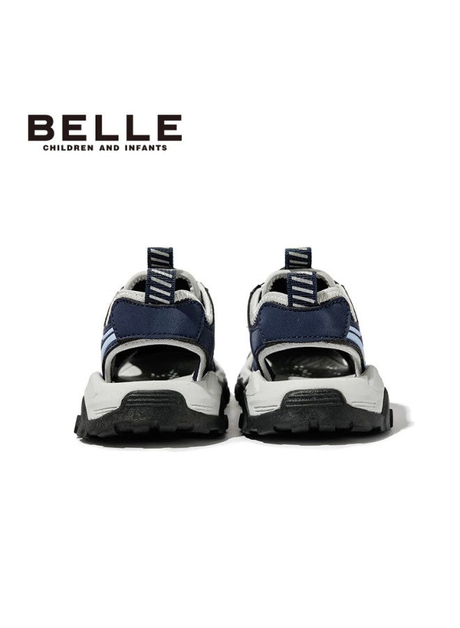 Belle Kids Shoes [no-tie Twist Buckle] Children's Beach Sandals Summer Breathable Sports Closed-toe Shoes Dark Blue Size 29 - Image 3