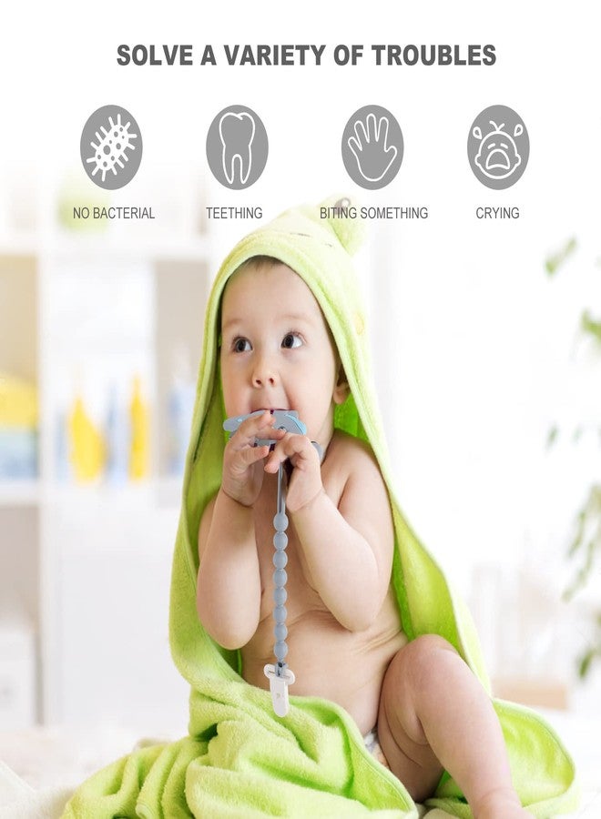 Slotic Baby Teething Toys for Babies 3-6 6-12 Months, Dinosaur Teether Pain Relief Toy with One Piece Design Pacifier Clip Holder Set, Freezer Safe Neutral Shower Gift for Boys and Girls (Grey) - Image 3