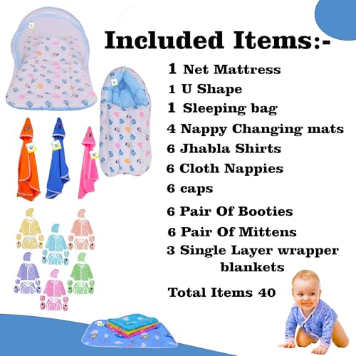 Toddylon New Born Gift Set for Boys and Girls Clothes Set | Hospital Kit | Baby Clothes | Maternity Essentials | Infant Essential | Baby Shower | 40 in 1 Baby Products (0-6 Months) - Image 3