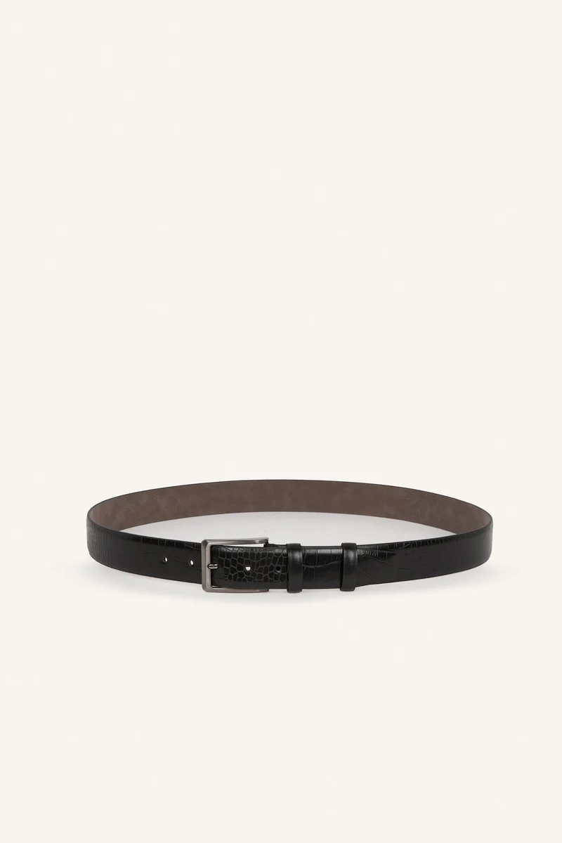 Man Rectangle Clasp Faux Leather Classic Belt