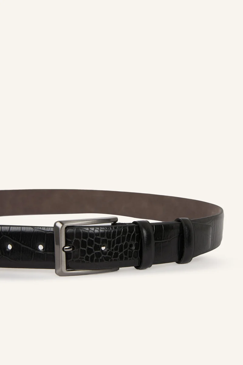 Defacto Man Rectangle Clasp Faux Leather Classic Belt