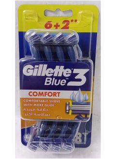 Blue 3 Comfort Razor Blade Set of 8 Blue