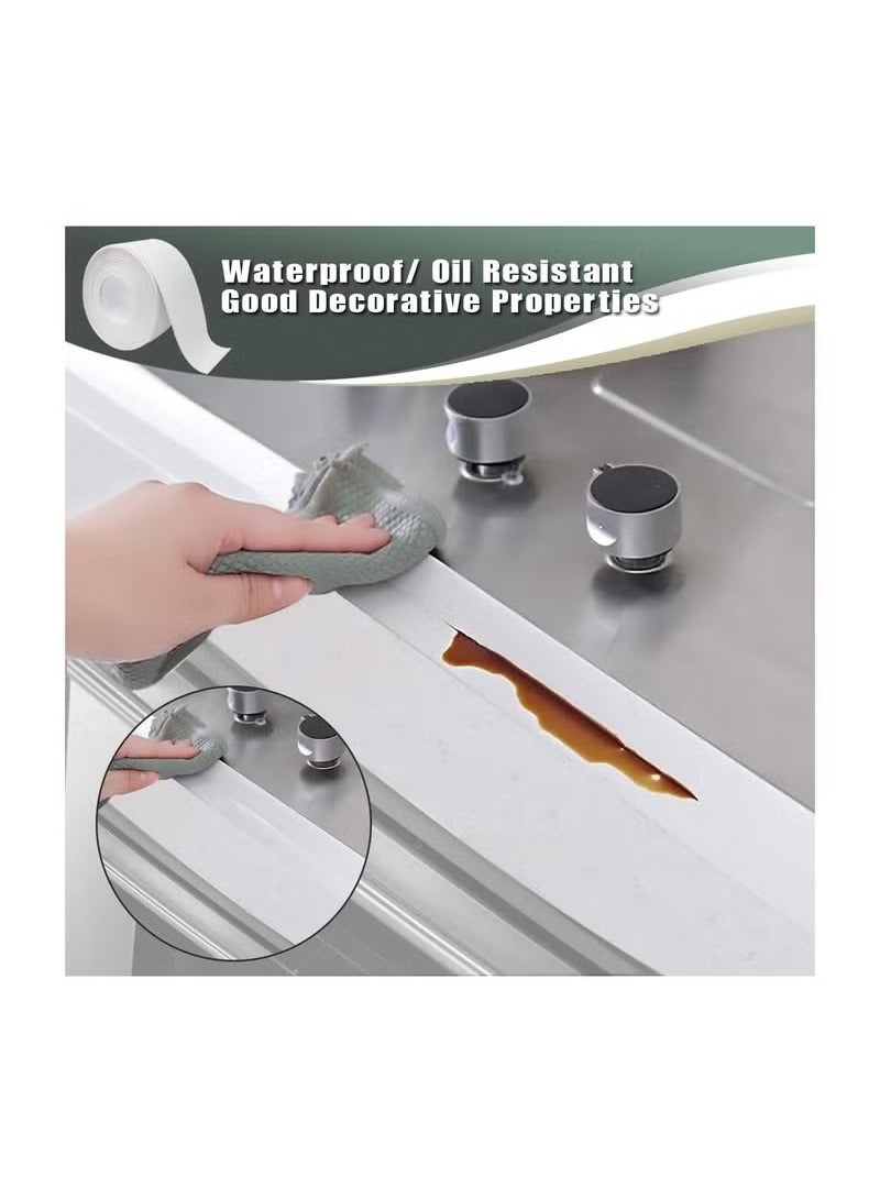 كيلا شريط سد الزوايا الأبيض للحمام، شريط سد ذاتي اللصق مقاوم للماء، يُستخدم في حوض المطبخ، وحوض الاستحمام، والأرضية، والجدار، وشريط حماية الحواف - Image 4
