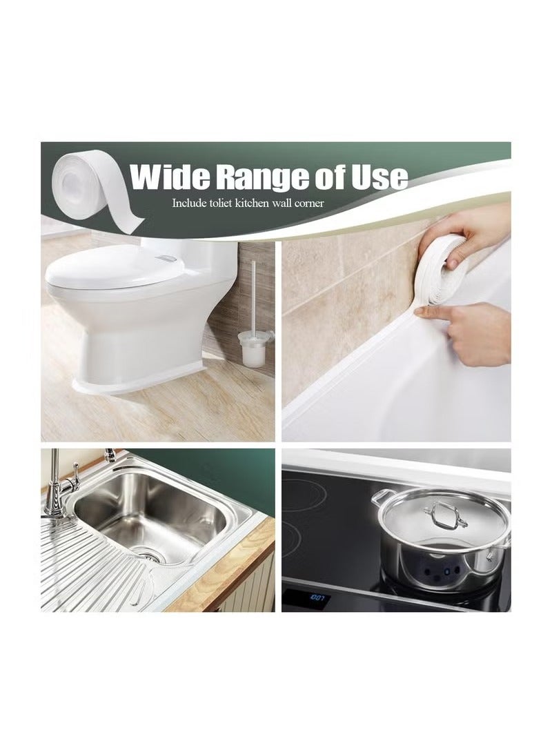 كيلا شريط سد الزوايا الأبيض للحمام، شريط سد ذاتي اللصق مقاوم للماء، يُستخدم في حوض المطبخ، وحوض الاستحمام، والأرضية، والجدار، وشريط حماية الحواف - Image 5