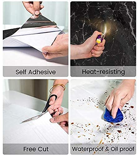 FEDDEMarble Aluminum Foil Kitchen Stickers OilProof Waterproof Self Adhesive Wallpaper PVC Bathroom Wall Stickers Contact Paper Marble White - Image 5