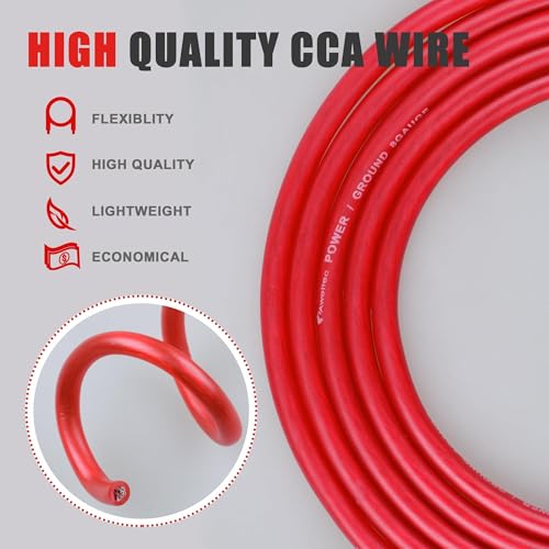 AWELTEC 8 Gauge Wire, 25 Feet Red Power Ground Cable, Primary Automotive Wires, Copper Clad Aluminum for Battery Cable, Car Audio, Amp Wiring, Generator, Automotive, RV - Image 4