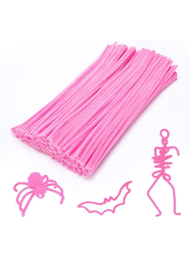 KASTWAVE 200 Pieces Pink Pipe Cleaners for DIY Art Creative Crafts Projects and Decorations(6 mm x 12 Inch) - Image 1