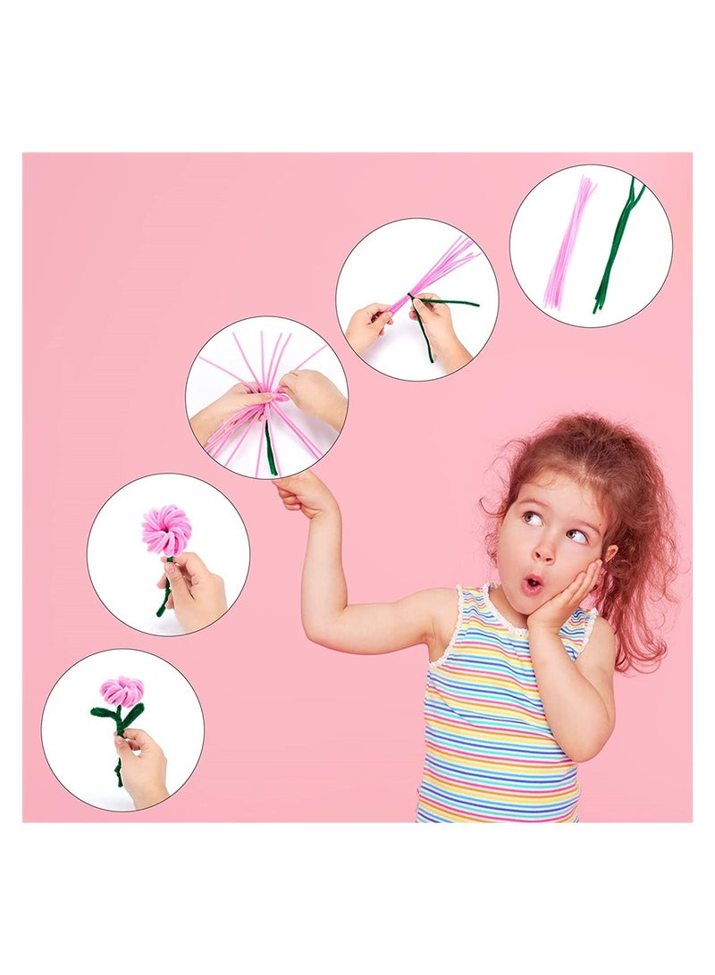 KASTWAVE 200 Pieces Pink Pipe Cleaners for DIY Art Creative Crafts Projects and Decorations(6 mm x 12 Inch) - Image 3